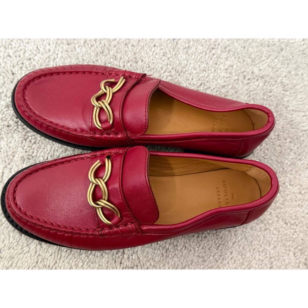 Sézane Vicky Leather Slip On Loafers Shoes Burgundy Red Women's Size EU 35 - Picture 8 of 10